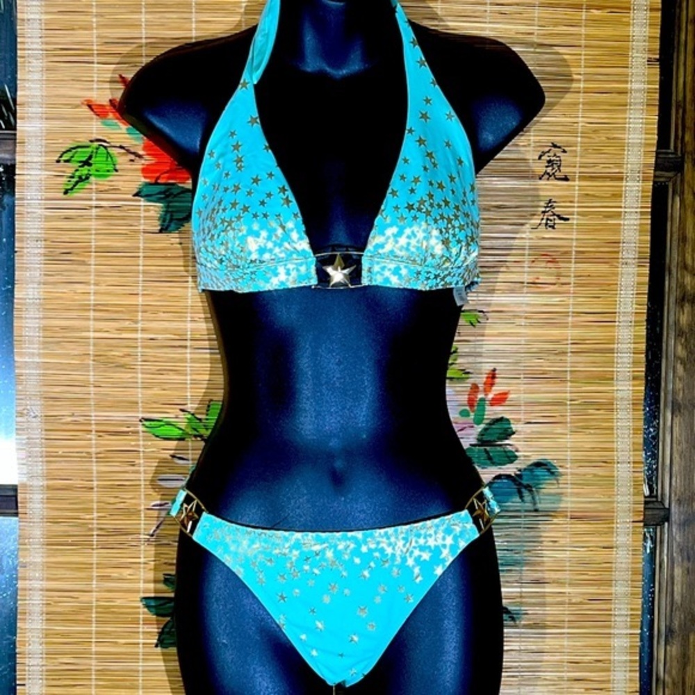 Victoria’s Secret Swim Turquoise Gold Star Bikini